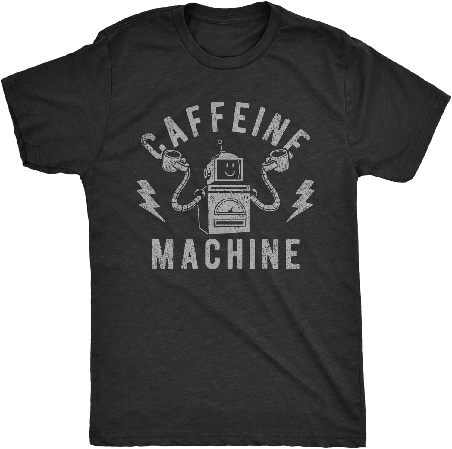 y2k top  Mens Caffeine Machine T Shirt Funny Robot Coffee Lovers Joke Tee for Guys