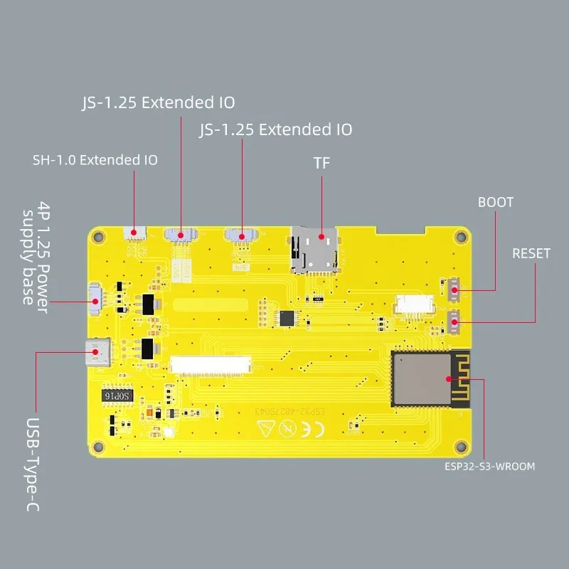 Imagem -02 - Hmi Smart Display 8m Psram Flash 16m para Arduino Lvgl 4.3 Polegada Tela Ips 800x480 Wifi Bluetooth Rgb Lcd Módulo Tft Esp32-s3