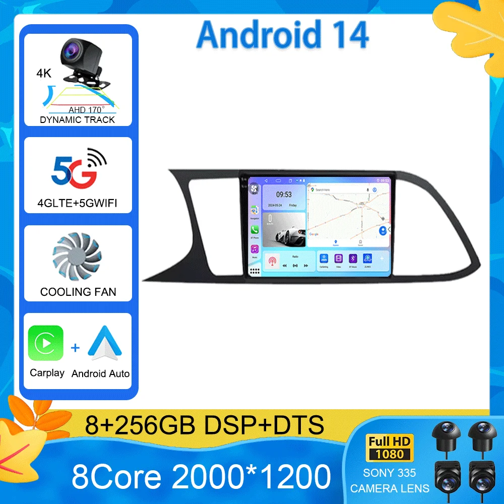 

Автомагнитола 2 Din для Seat Leon 3 MK3 MK 3 2012 - 2020 экран радио PS навигация 4G WIFI DSP BT Carplay Android 14 видеоплеер без DVD