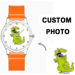 Custom Your Own Logo Wristwatch PVC Plastic Material Personalized Picture Watch Cartoon Printed Watch Dial Customized