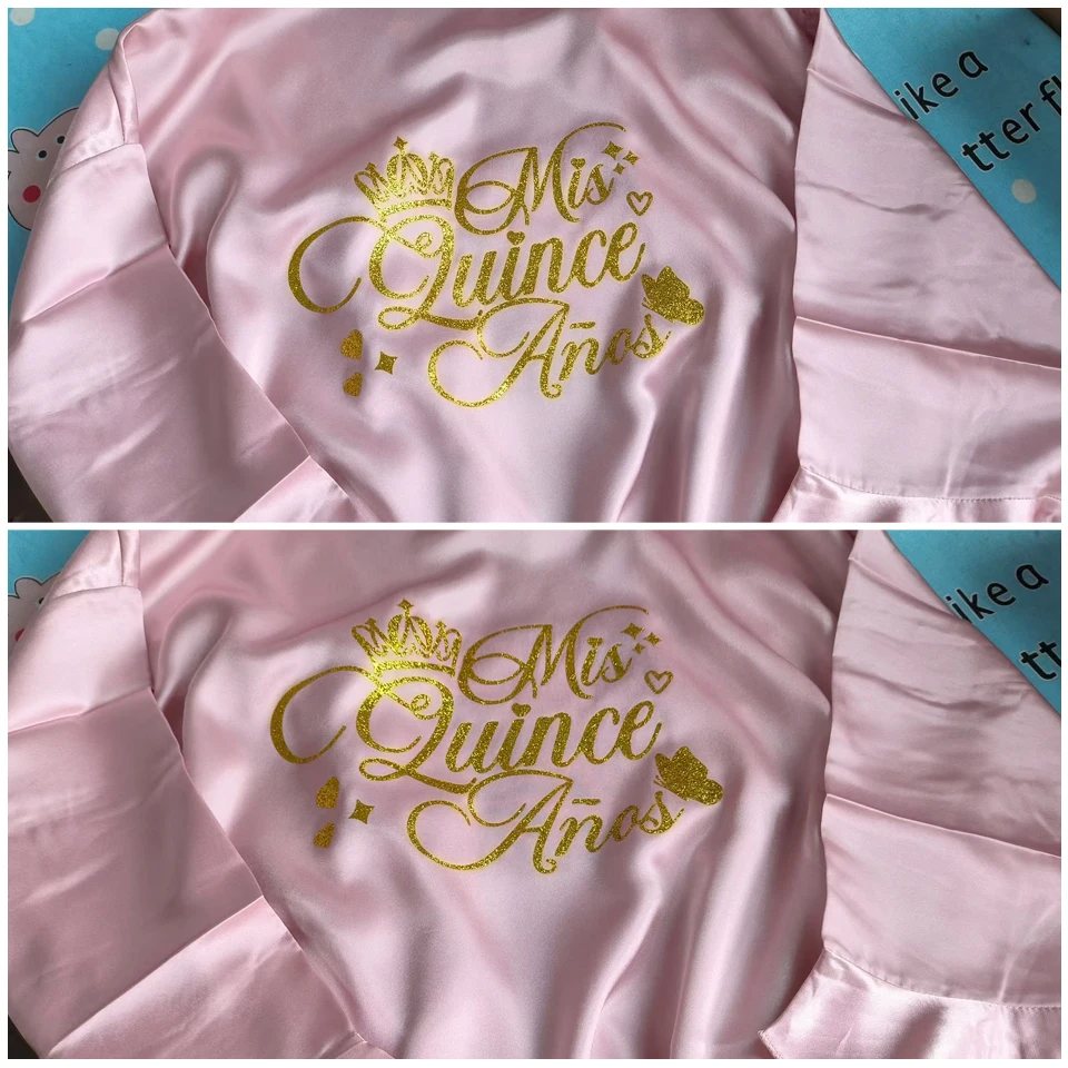 Quinceanera Sweet 15th Birthday Party bathrobe Floral Girl Fifteen Years Old robe Quinceañera Princess nightgown