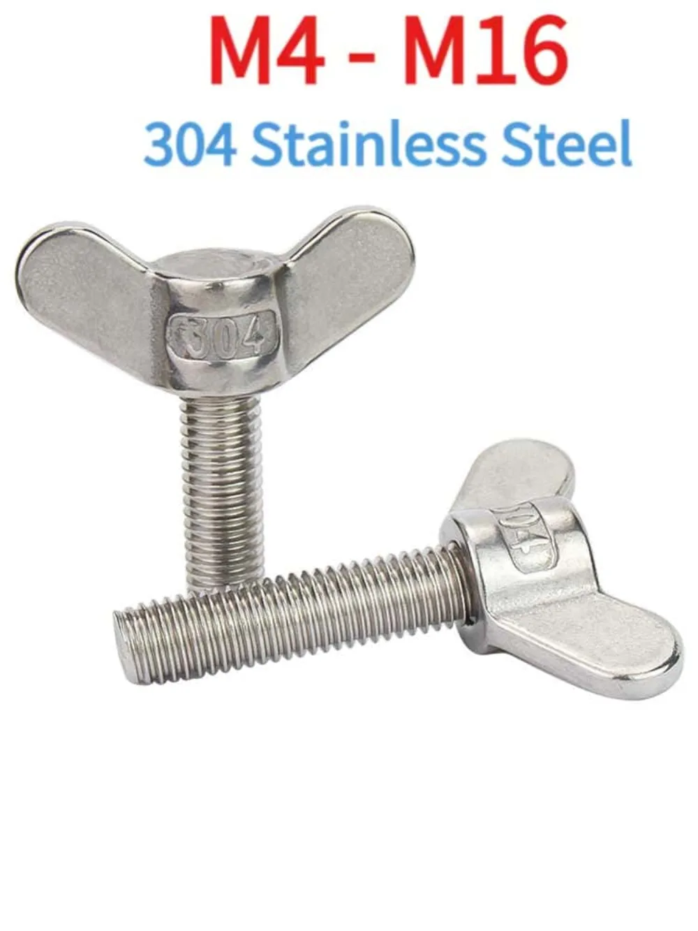 1pc 304 Stainless Steel Butterfly Screw M4‑M16 Wing Head Thumb Sheep Horn Adjust Bolt Hand‑Tight No‑Tool Industrial Fastener