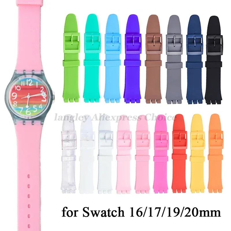 Soft Silicone Watch Bracelet 16mm 17mm 19mm 20mm for Swatch Watch Colorful Watchband Strap Sport Men Women Wristband Replacement