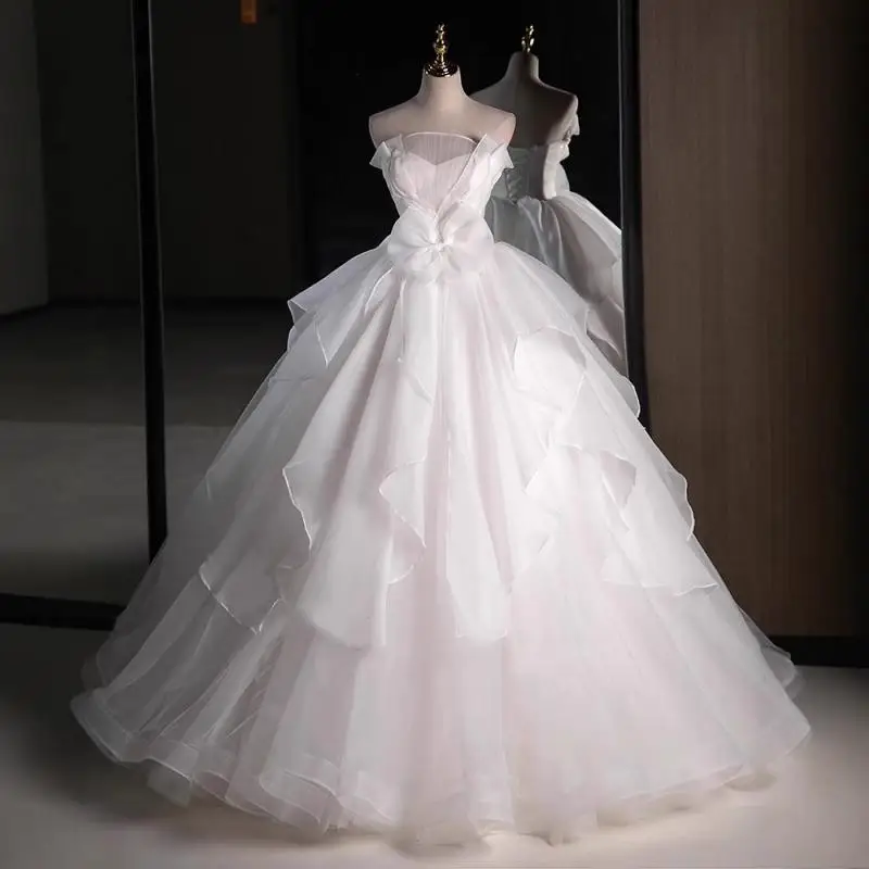 

VLNUO NISA Strapless Wedding Dress Romantic Fairy French Sle Tube Top Princess Pettiskirt Bride Floor-Length Weddings Wholesale