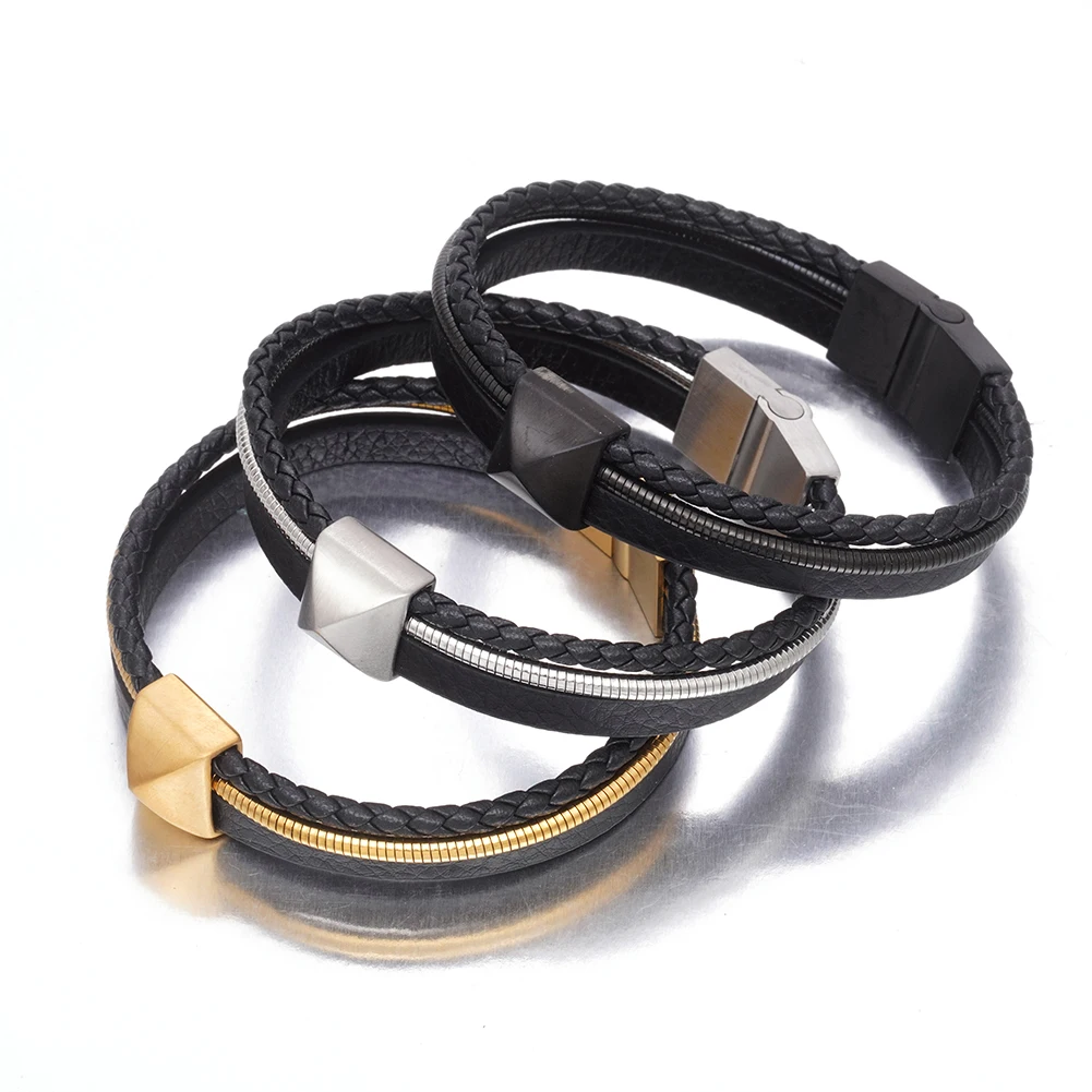 

Браслет-шнурок Charm Braid для мужчин с застежкой из нержавеющей стали, из натуральной кожи, модные украшения для мужчин и женщин.