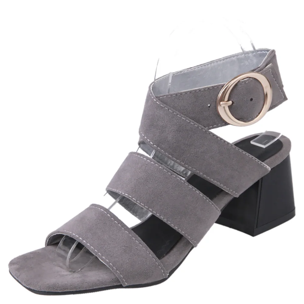 Brand New Summer Comfortable Brown Black Women Party Sandals Lady Dress Shoes Med Gladiator Heel HS93 Plus Big Size 10 43 45 47