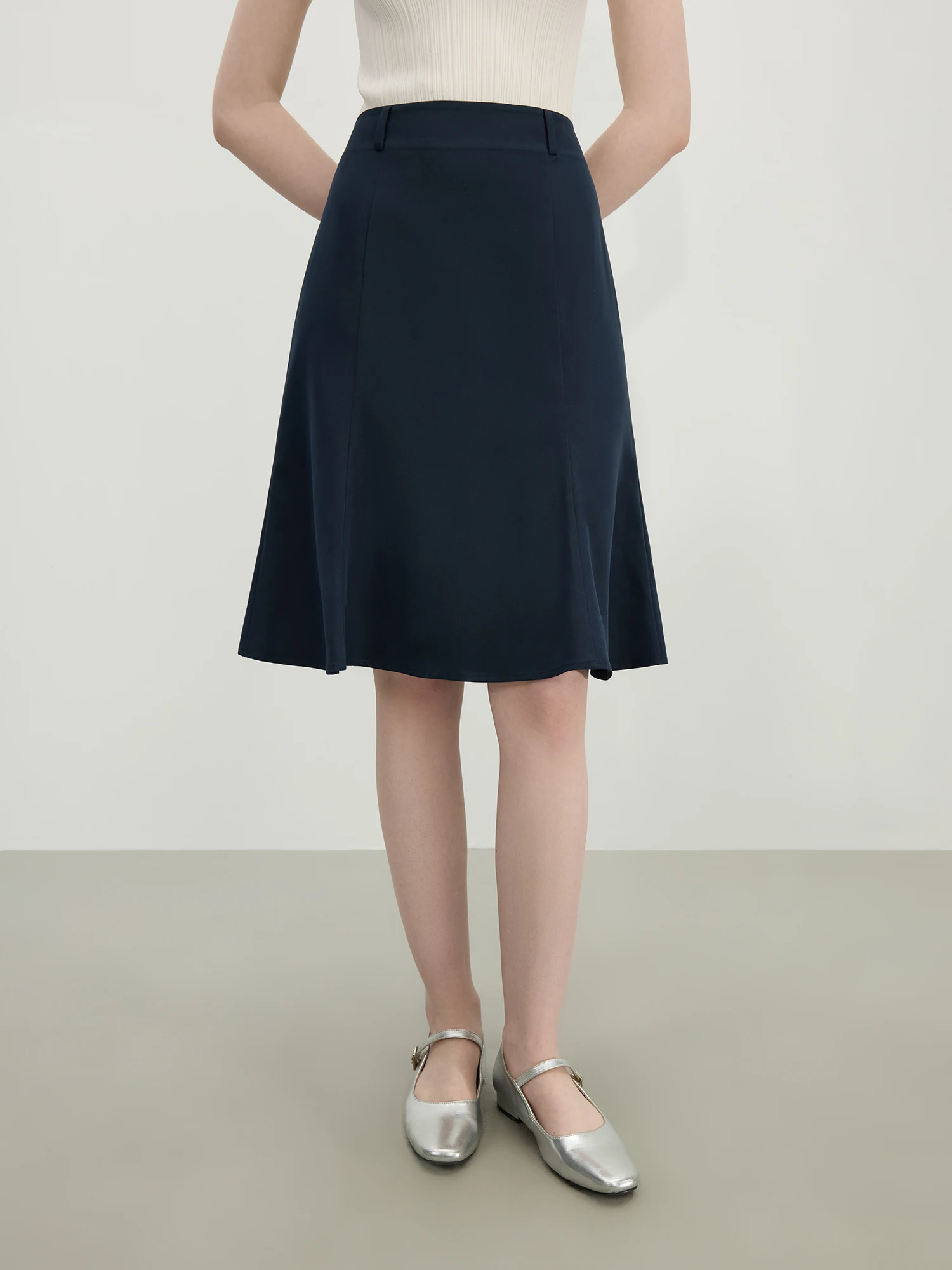 FSLE White Mermaid A-Line Skirt 2025 Summer High-Waisted Office Evening Chiffon Tailored Elegance Casual Loose Skirts 25FS12166