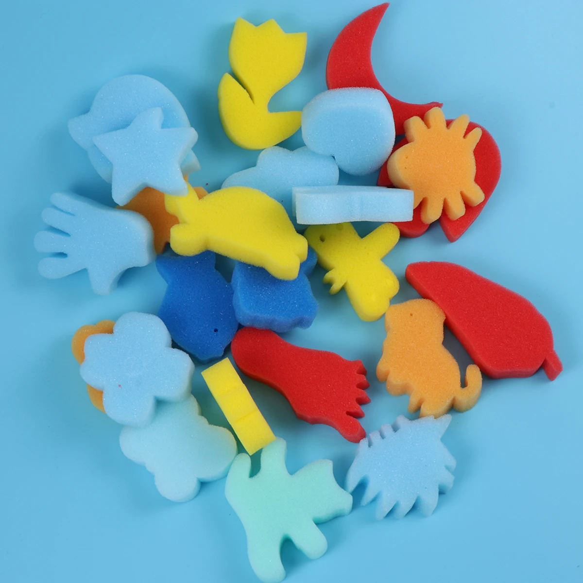 

48pcs Colorful Sponge Painting Kit Art Brush Puzzle Random Brushes Kid Animal Safe Reusable Easy Clean Dry Small Hands Great