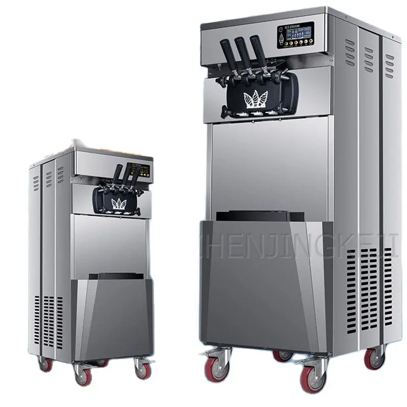 Commercial Ice Cream Machine 48L/H Output Ice Cream Maker Double Compressor Vertical Sweet Cone Freezing Equipment 220V/3800W