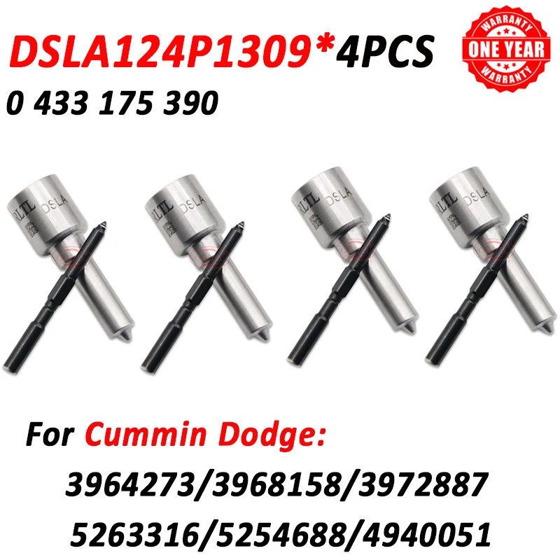 4pcs New Nozzle DSLA124P1309 Injector 0 433 175 390 For Cummins 0445120032 3964273 3968158 3972887 5263316 5254688 4940051