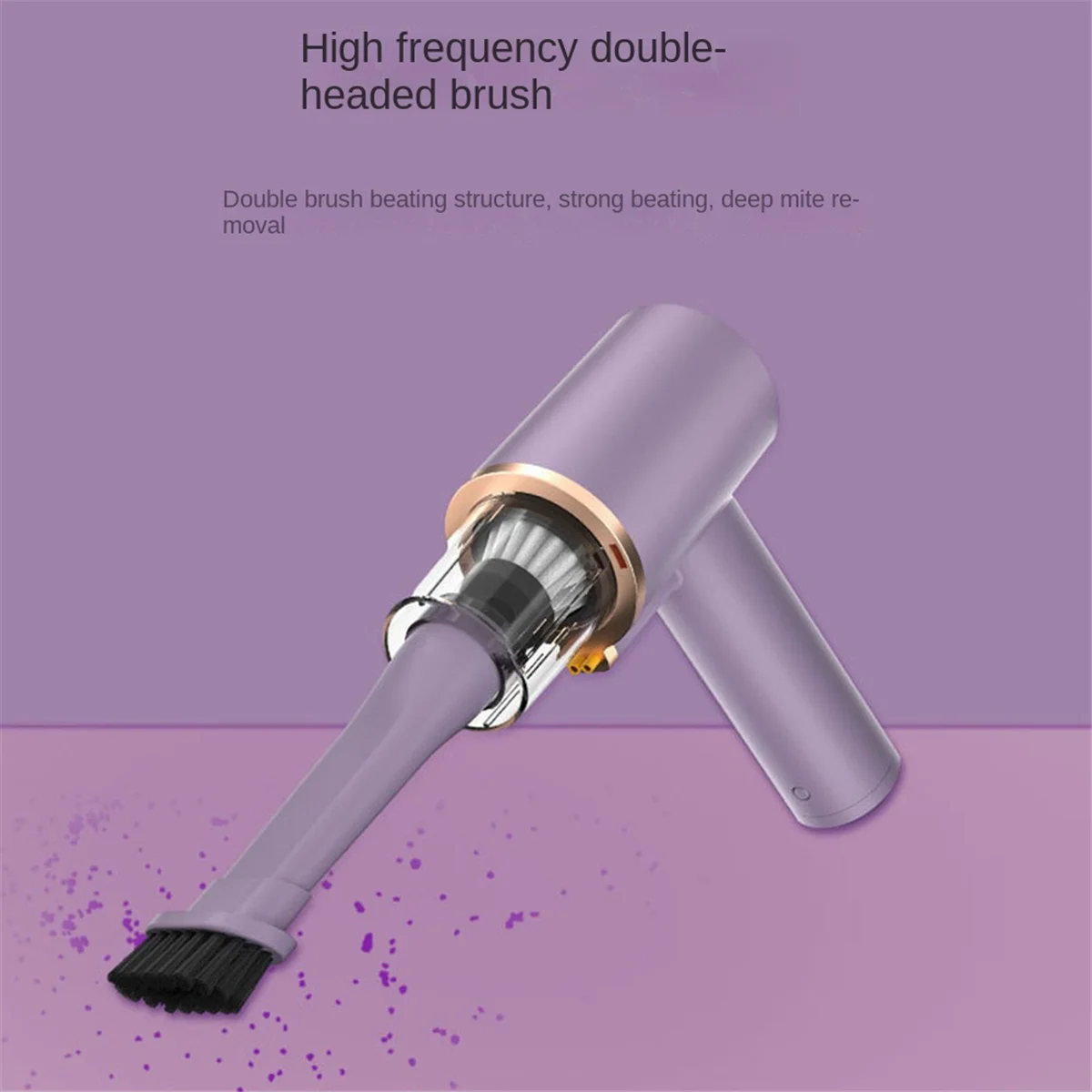 Mite Remover Mini Wireless Bed Vacuum and Remove Mite Eliminator Dehumidification Vacuum Cleaner for Home Purple
