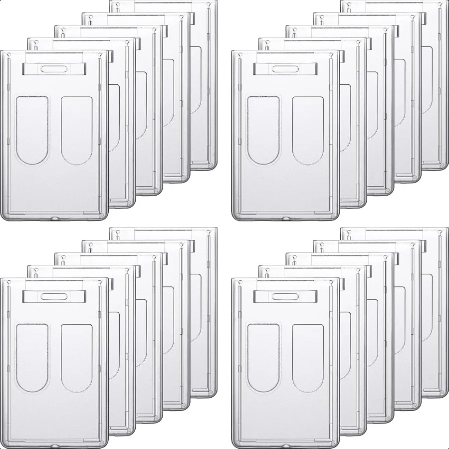 

20 Pcs ID Card Holders Clear Plastic Rigid Name Badge Heavy Duty Hard Case Transparent Badge Protector for Office School Travel