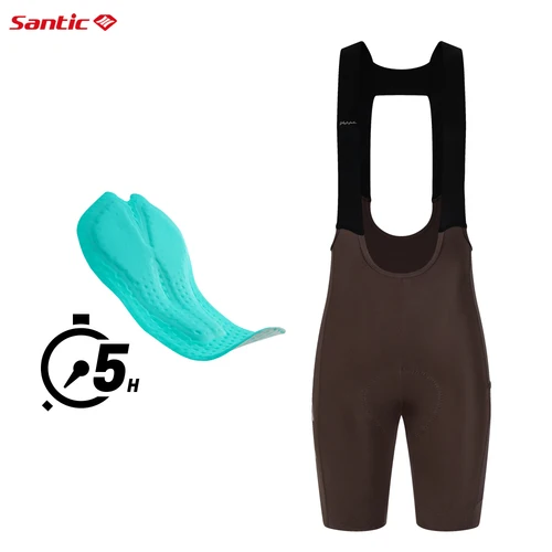 Imagen 2 del producto Santic Pantalones cortos con pechera para ciclismo, pantalones cortos con pechera transpirables de secado rápido para mujer, pantalones cortos de ciclismo con cojín acolchado italiano