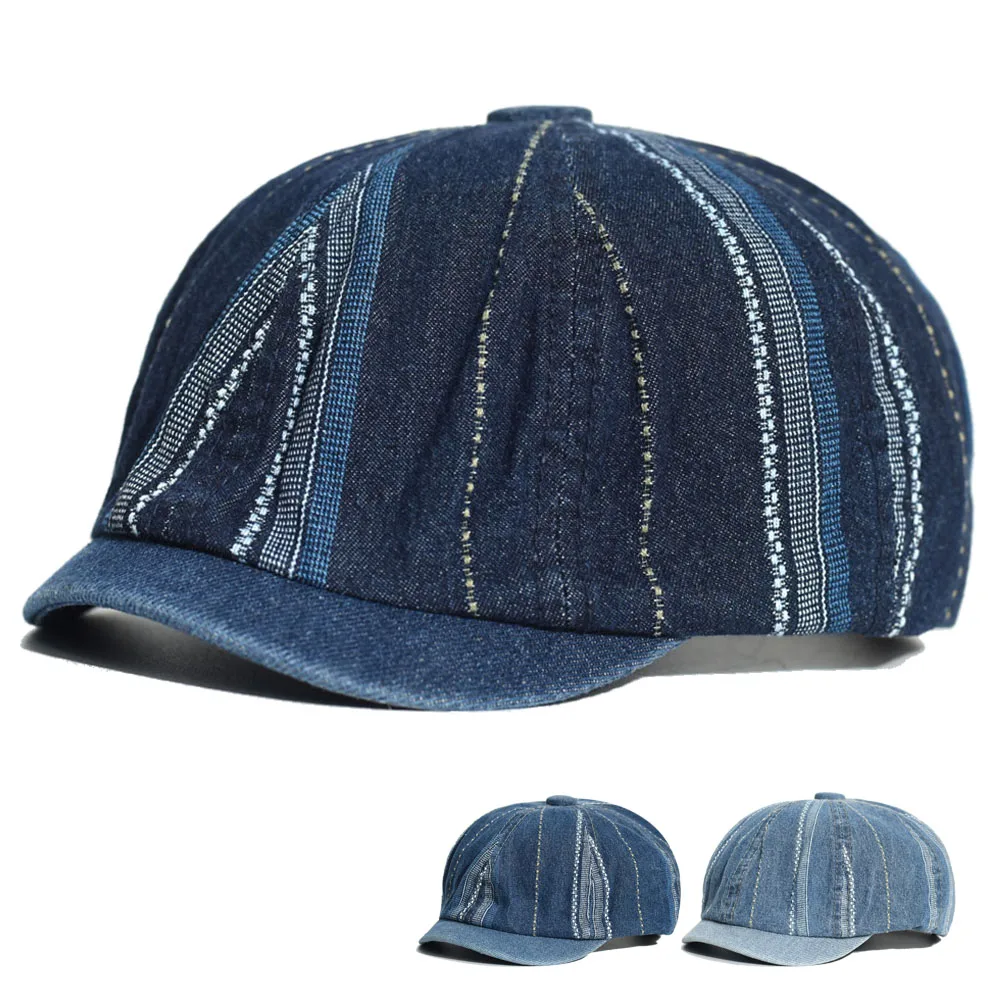 Denim Newsboy Caps Casual Outdoor Retro Beret Hats Octagonal Hat Fashion Solid Flat Caps Gatsby Driving Cabbie Cap