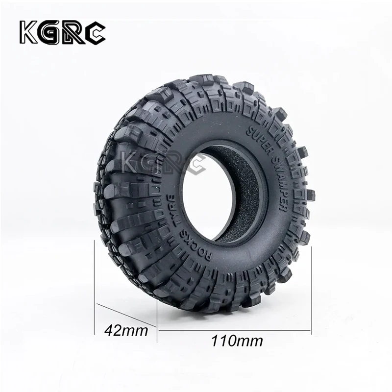 4 Pcs 1/10 RC Rock Crawler 1.9 Inch Rubber Tires & Plastic Wheel Rim Set for Axial SCX10 Tamiya CC01 D90 TF2