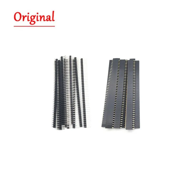 10pcs 5 pairs 40 Pin 1x40 Single Row Male and Female 2.54mm Breakable Pin Header PCB JST Connector Strip for Arduino Black