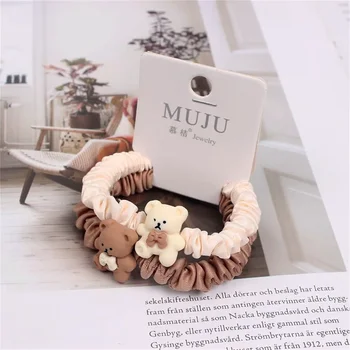 2 uds bandas para el pelo con lazo elástico Scrunchie Cola de Caballo accesorios para el cabello niñas dibujos animados lindo sombreros regalo