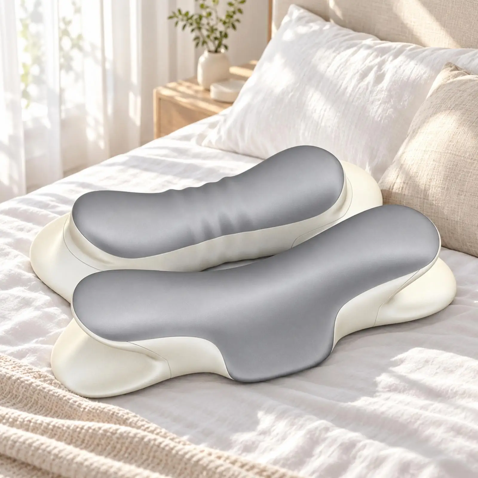 Contoured Memory Foam Pillow Slow Rebound Neck Cushion for Back and Side Sleeping Supportive Bed Pillow for Shoulder Pain Relief