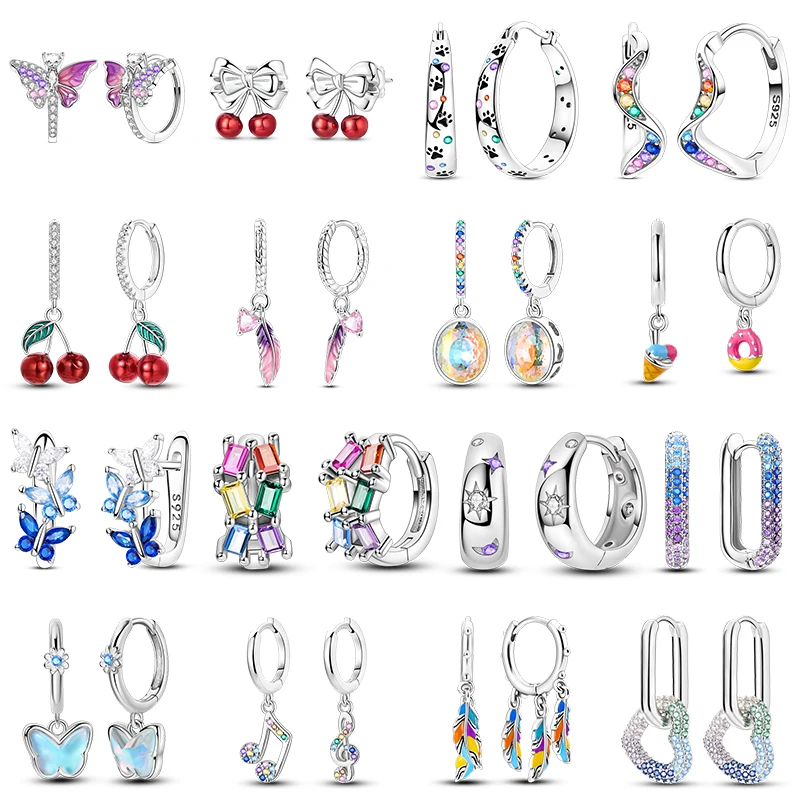 925 Sterling Silver Bohemian Colorful Dopamine Rainbow Dangle Earrings for Women Y2K Festival Statement Trendy Jewelry