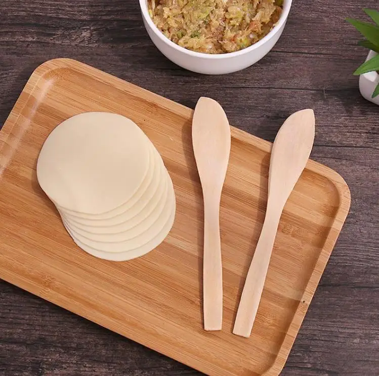 1000Pcs Wooden Spoons Multifunction Butter Spreader Dumpling Filling Spoons Dumpling Wonton Stuffing Spoons Dumpling Wrappers SN