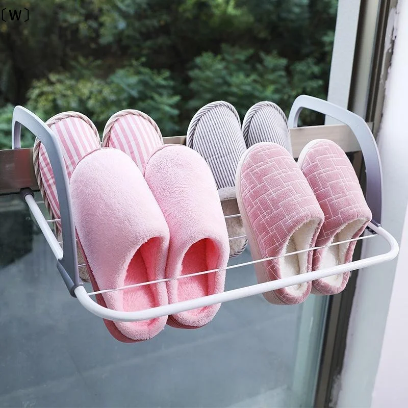 〔W〕Expandable Window Sill Clothes Drying Rack Foldable Balcony Laundry Hanger Iron Shoe Towel Dryer