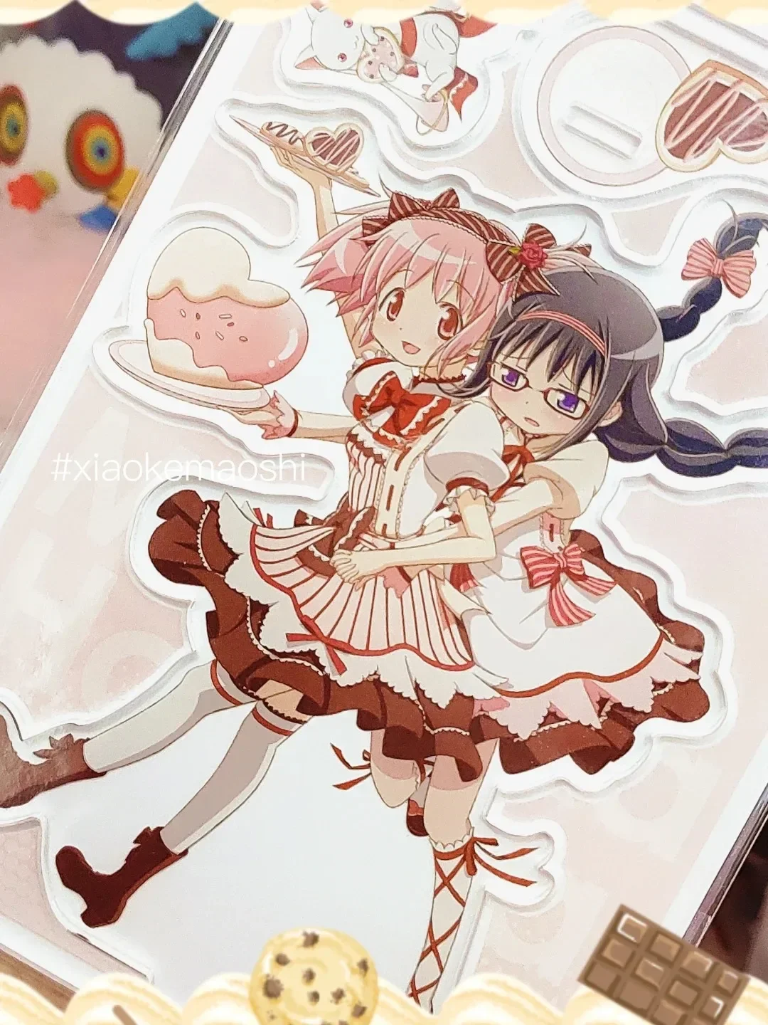 Puella Magi Madoka Magica Acrylic Stand Kaname Madoka Figure Akemi Homura Display Chocolate Cake Anime Goods Collection Decor