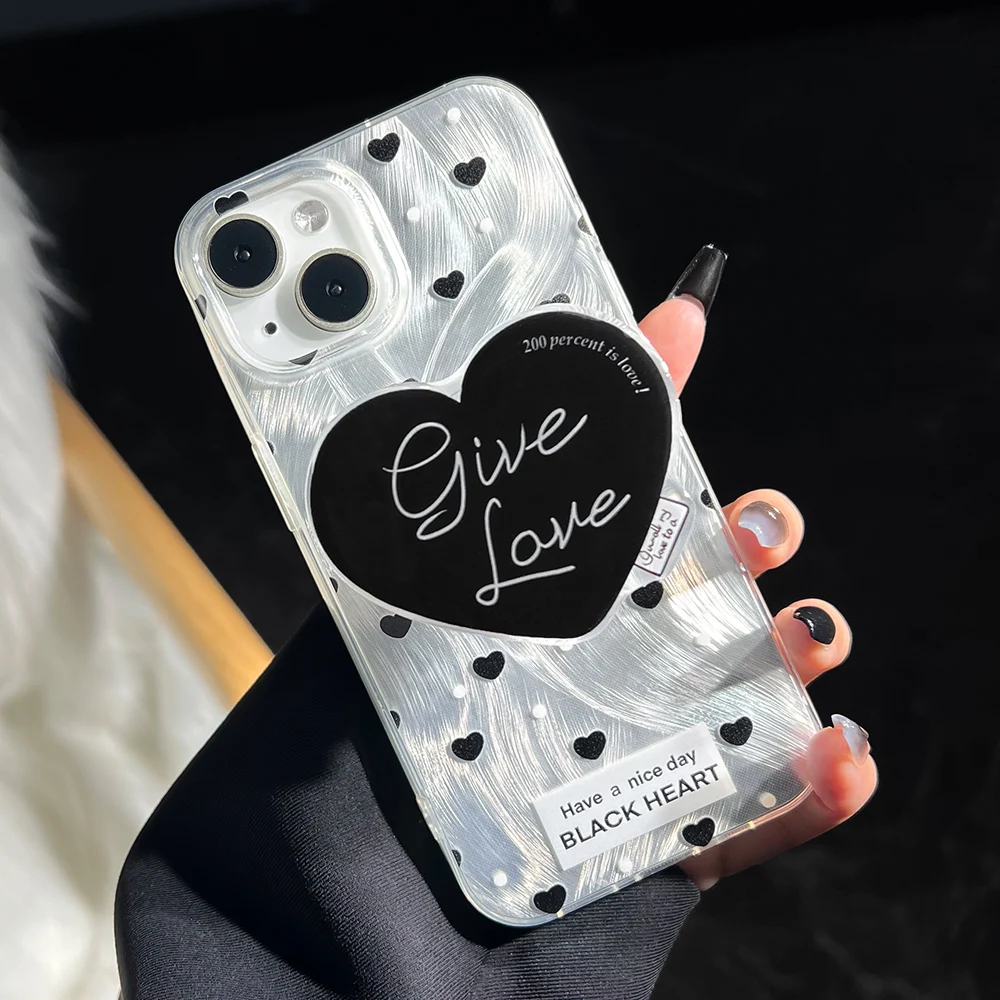 Luxury Love Heart Phone Case For iPhone 16 Pro Max Funda iPhone 11 13 15 12 14 Plus 16promax 15promax 14promax Soft IMD Covers image 4