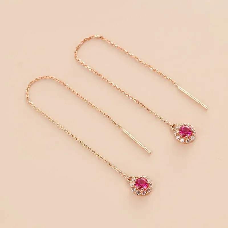 Long Drop Ear Line Hanging Earrings For Women Rose Gold Color Zirconia Crystal Threader Earing Ear Piercing Accessories Jewelry