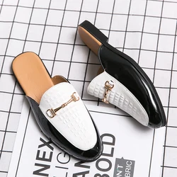 Mens Summer Half Drag Shoes Breathable Outdoor Walking Loafers for Men Black White Youth Fashionable Big Size 38-46 Slippers