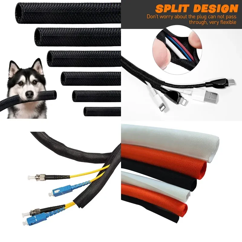 for Automotive Wiring Harness Braided Split  Loom Cable Management Self-winding Rope Sleeve Mesh Protection  Cover