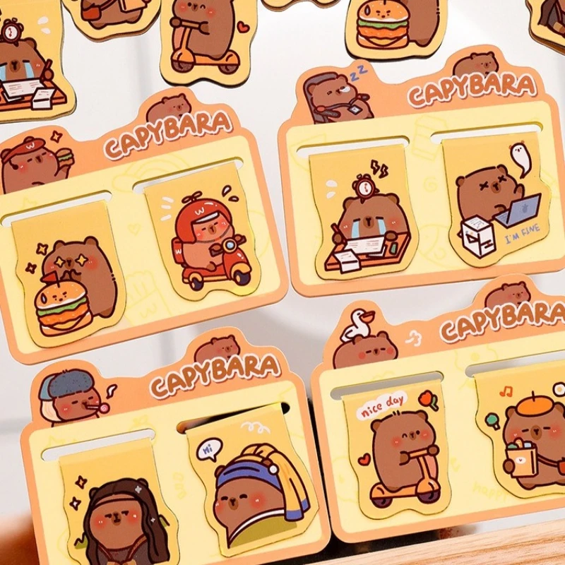 Gift Magnetic Bookmark for Students Cute Special Shaped Double Page Clip Cartoon High Looking Capybara Bookmark Kawai Stationery