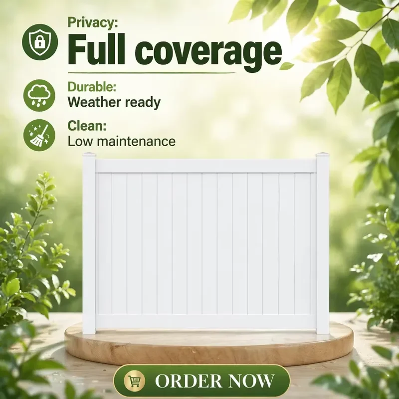 6x8 Foot Eco-Friendly PVC Vinyl Full Privacy Fence Panel Post with 3D Modeling Service for Houses-Cheap Home Garden