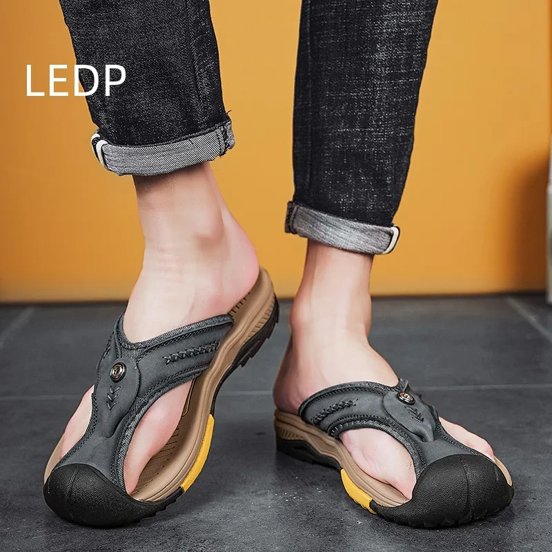 Men\'s Summer Sandals Fashion Baotou Top Layer Leather Casual Slippers Flip Flops Lightweight Best Sellers In 2023 Products