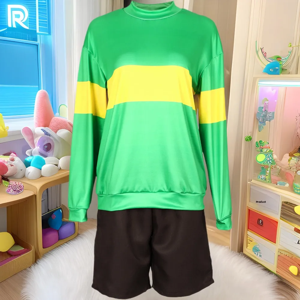 

Костюм для косплея Undert Frisk, сценический костюм на Хэллоуин, женская традиционная одежда из полиэфирного волокна