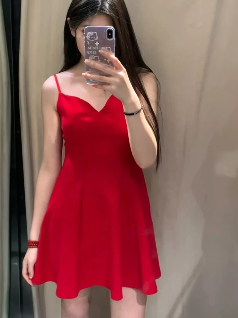 

Sweet Heart Collar Svel Dr Women's Faion Summer New Arrival Waist Cinched Gown High Waist A-Line ort Skirt