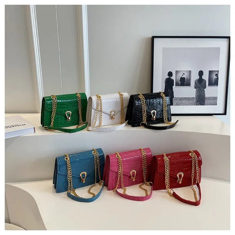 Solid Color Chain Women's Crossbody Bag New Trend Korean Version Shoulder Bag Women's Small Square Luxury Brand Crossbody Bag