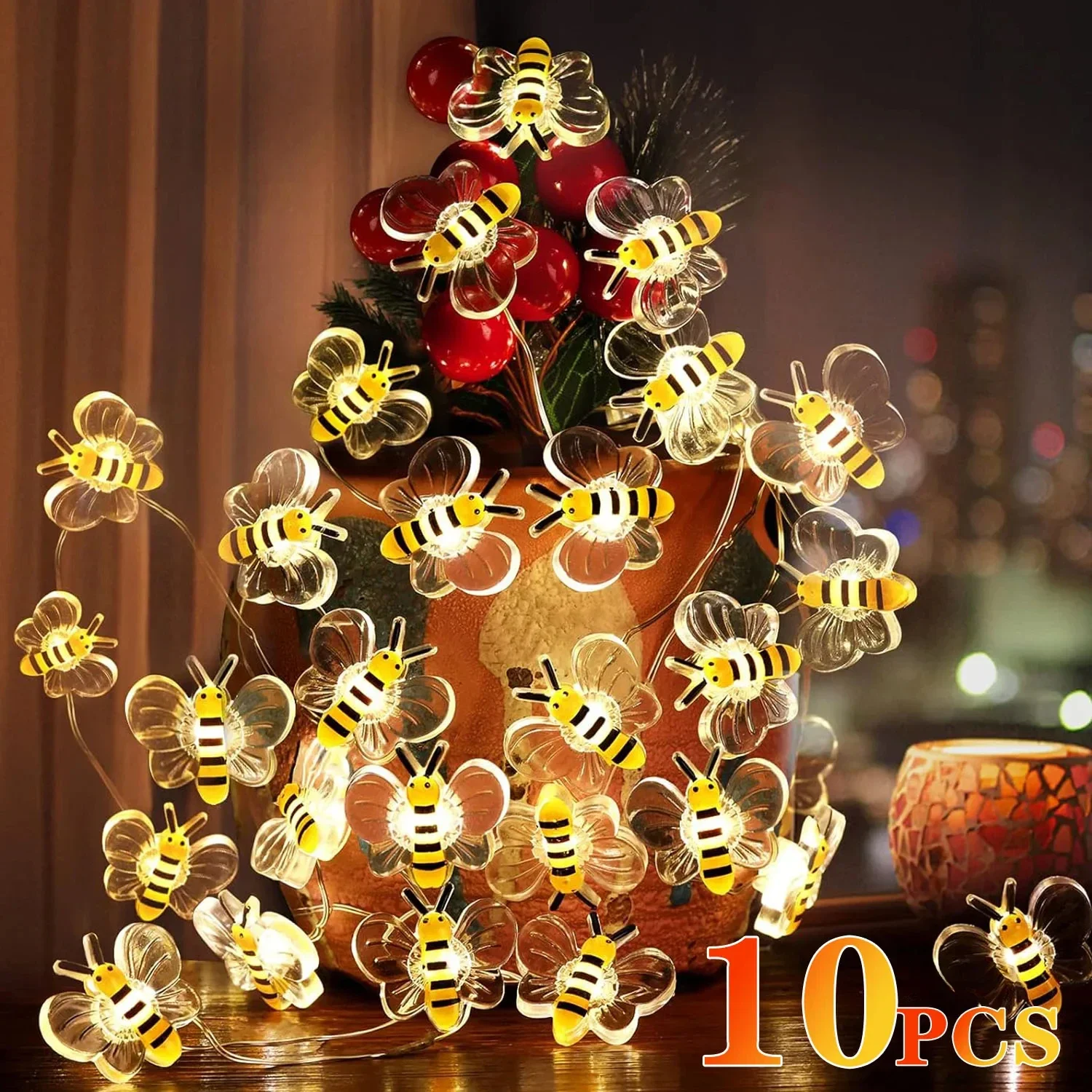 

1/2/3 м декор в виде пчелы, милые гирлянды в виде пчелы, гирлянды на батарейках, гирлянды в виде пчелы, сада, спальни, общежития, рождественские украшения