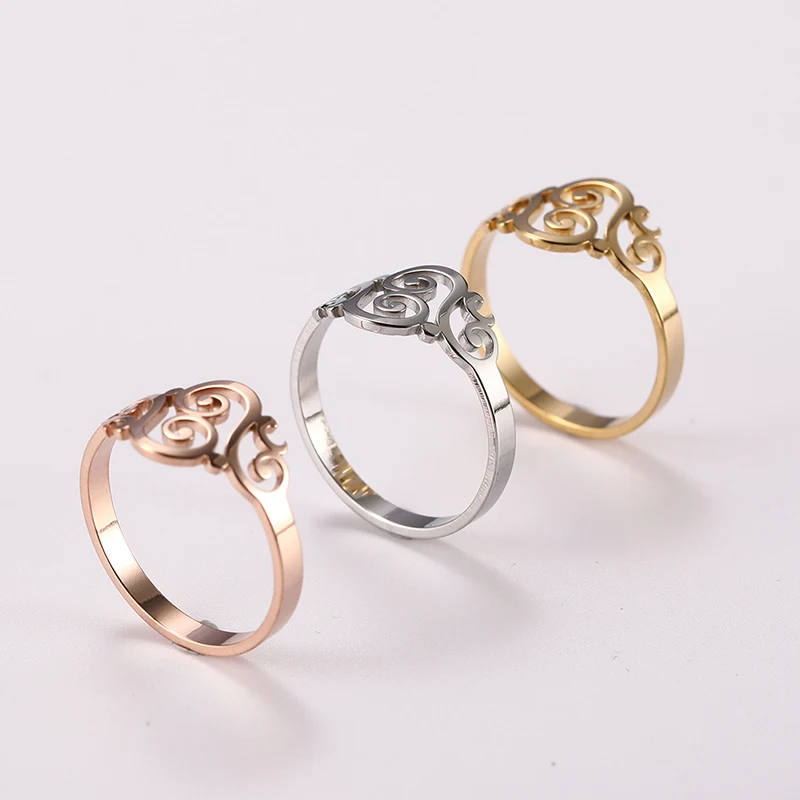 Edelstahl Hohl Pfirsich Herz Ringe Für Frauen Vorschlagen, Verlobung, Hochzeit Ring Vintage-Schmuck Anillos Valentinstag Geschenk – Detail 12