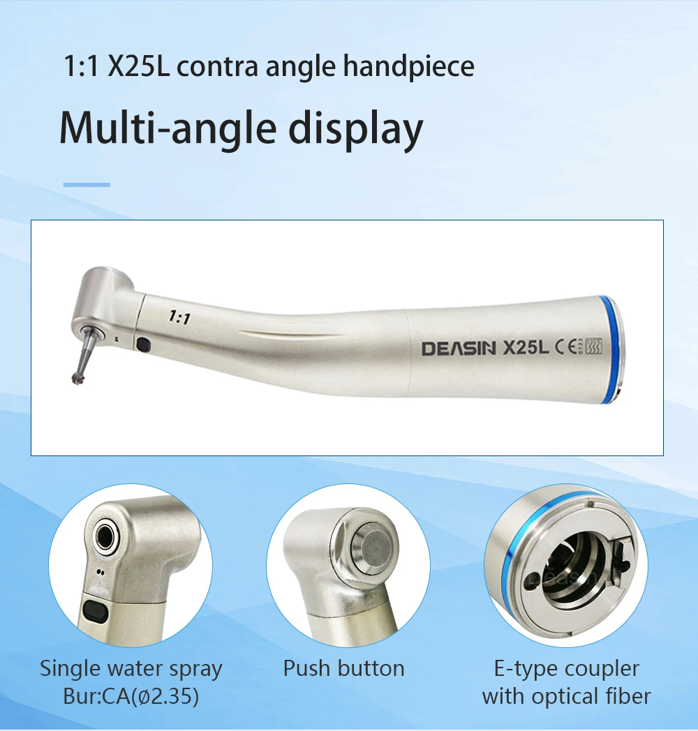 High Quality Dental Low Speed Handpiece 1:1 1:5 20:1 Fiber Optic Straight Contra Angle X25L X95L Air Turbine