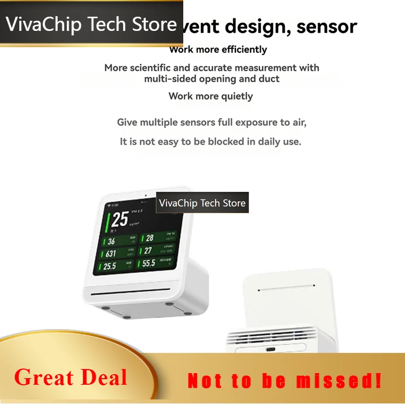 VivaCTAEE7-Air Monitor 2 Smart Home Touch Screen Control Temperature Humidity Sensor CO 2 PM2.5 For Mihome App