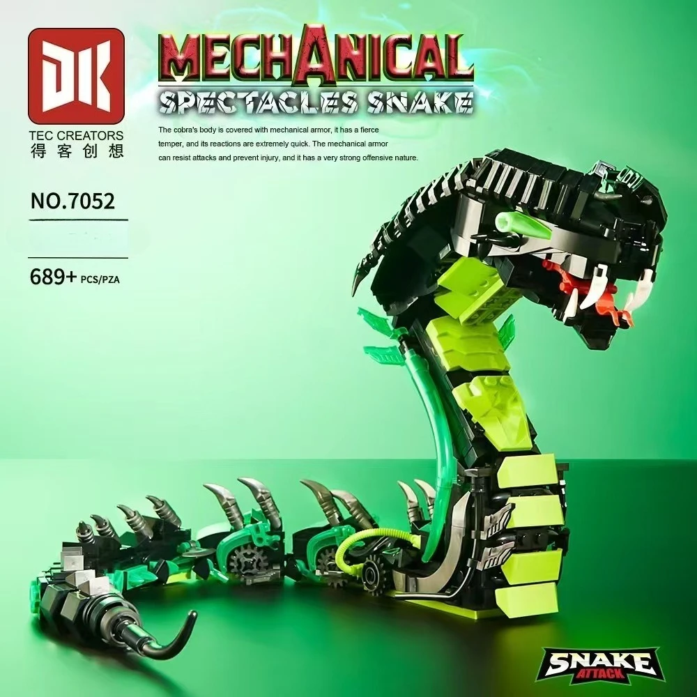 

Механическая светящаяся модель кобры 7052, креативный конструктор-головоломка высокой сложности для детей, декоративная фигурка