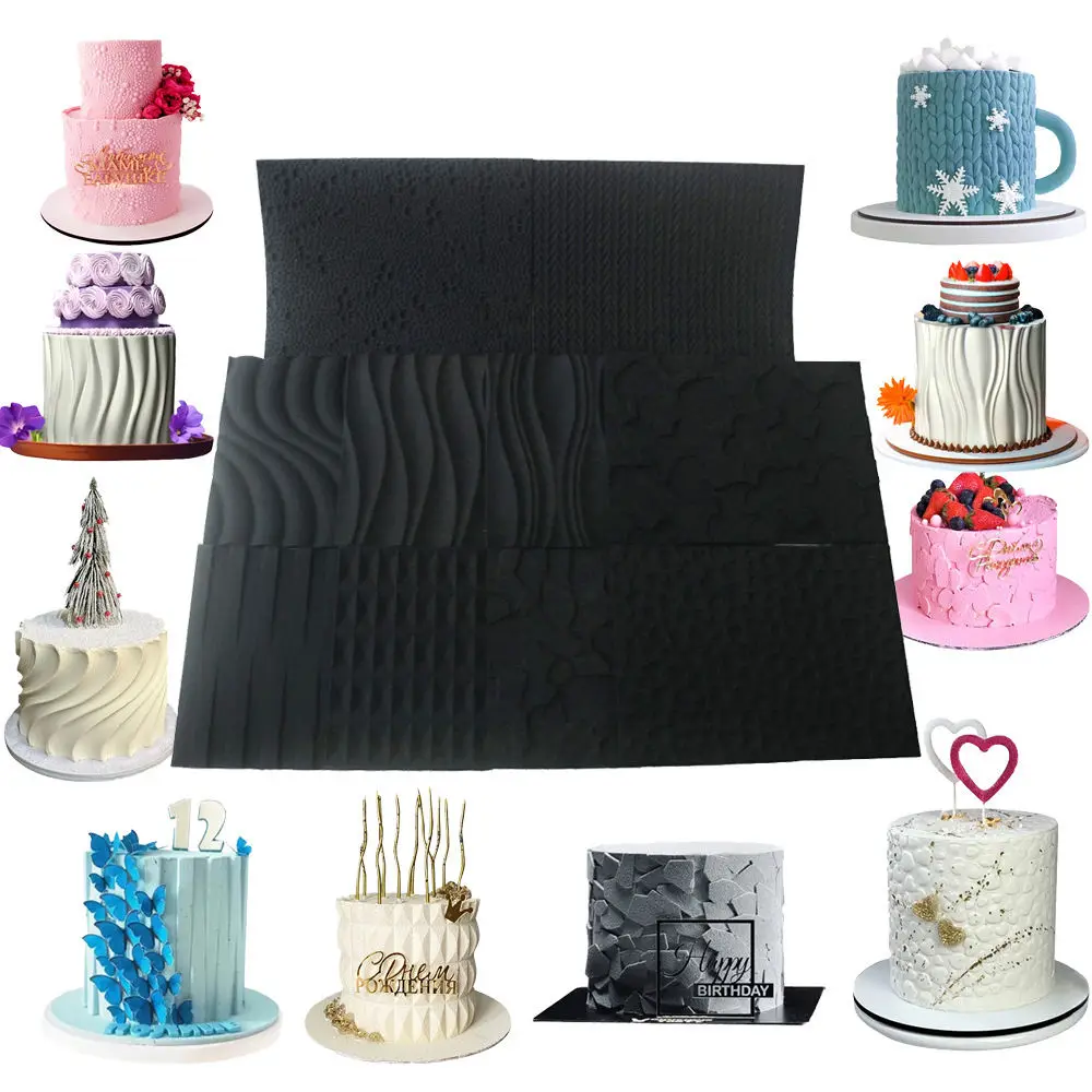 Baking Silicone Texture Sheet For Mousse Cake Border Decorating Professional Fondant Impression Mat Black Mold Kitchenware Tool