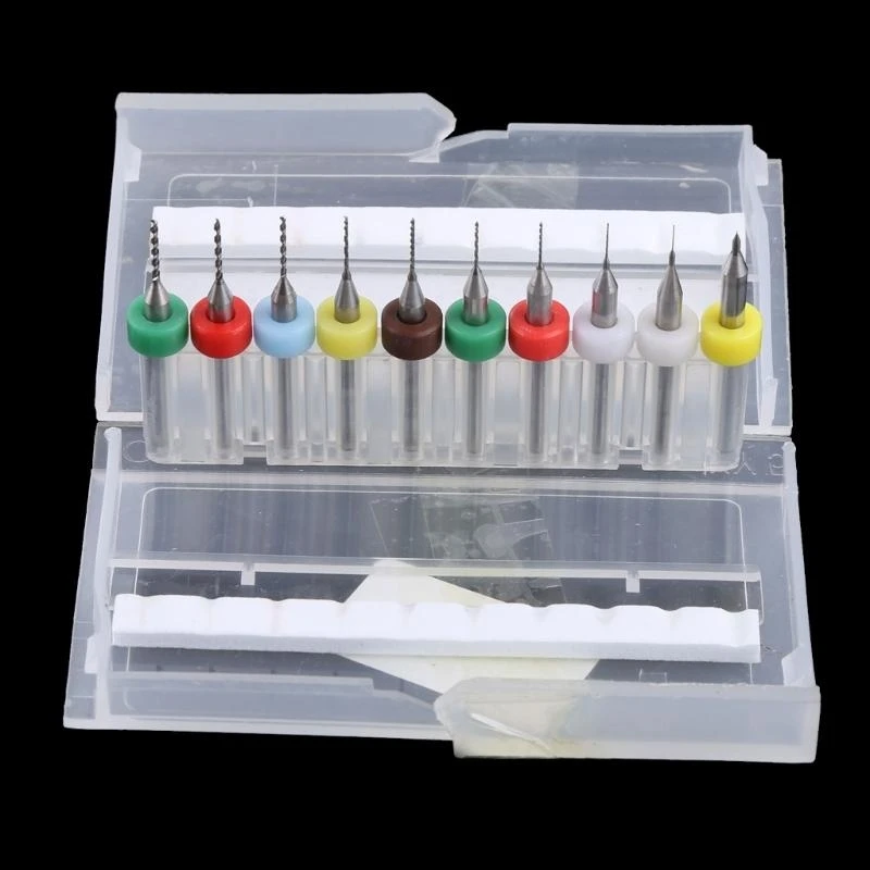

31GJ 10Pcs 0.1mm to 1.0mm PCB Print Circuit Board Micro Drill Bits Set Tool
