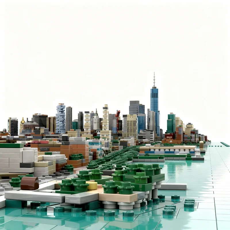 60929pcs MOC Architecture Lower Manhattan New York City Model Building Blocks Construction Toys Christmas Gifts Kids Idea Brick