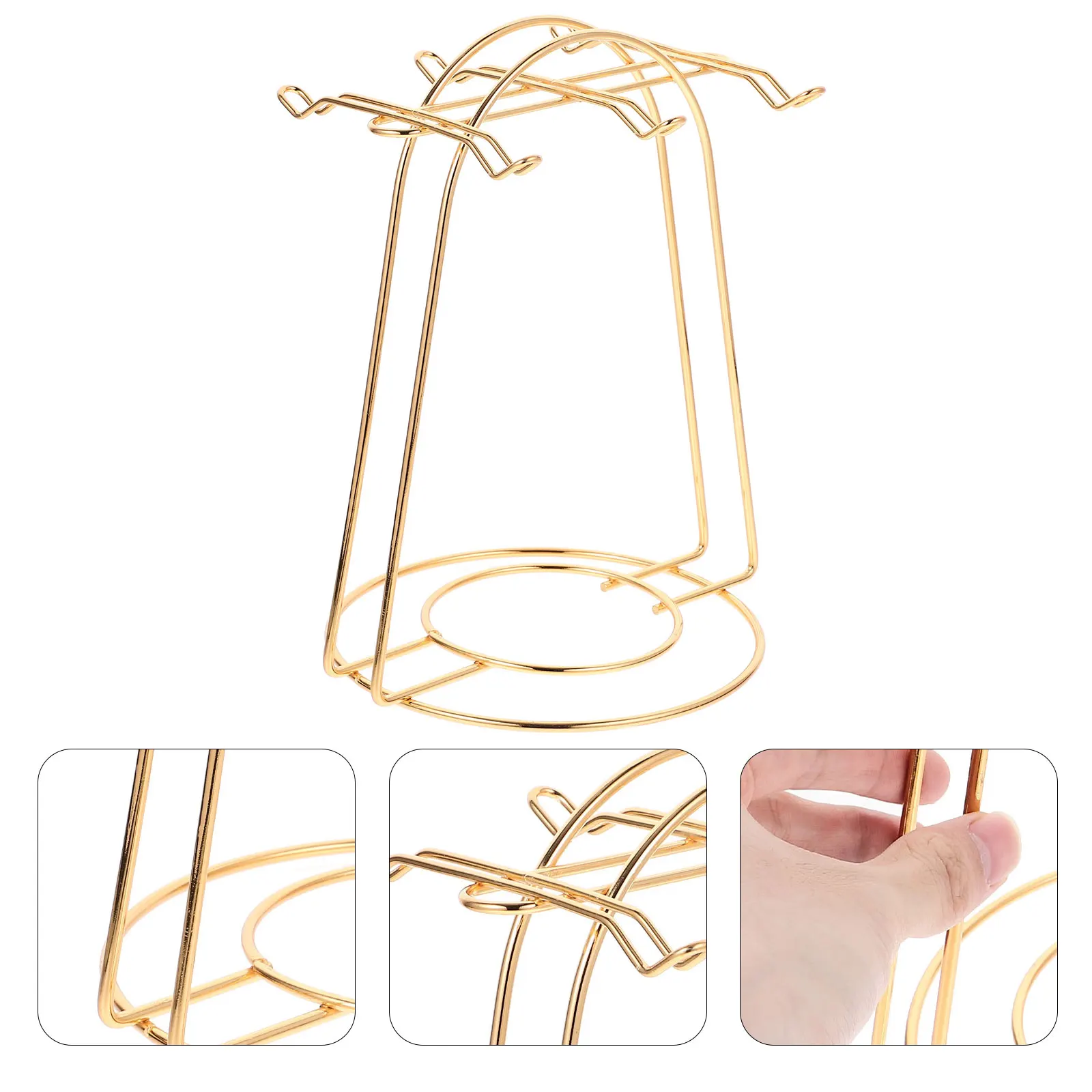 

Golden Metal Rack Set for Kitchen Sturdy Mug Holder, Space-Saving Coffee Cup Stand, Household Drying Bracket, for Countertop