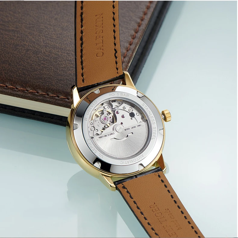 OBLVLO Orologio automatico da uomo 39,8 mm Orologio da polso meccanico vintage ultrasottile 50 m Movimento Miyota con zaffiro impermeabile