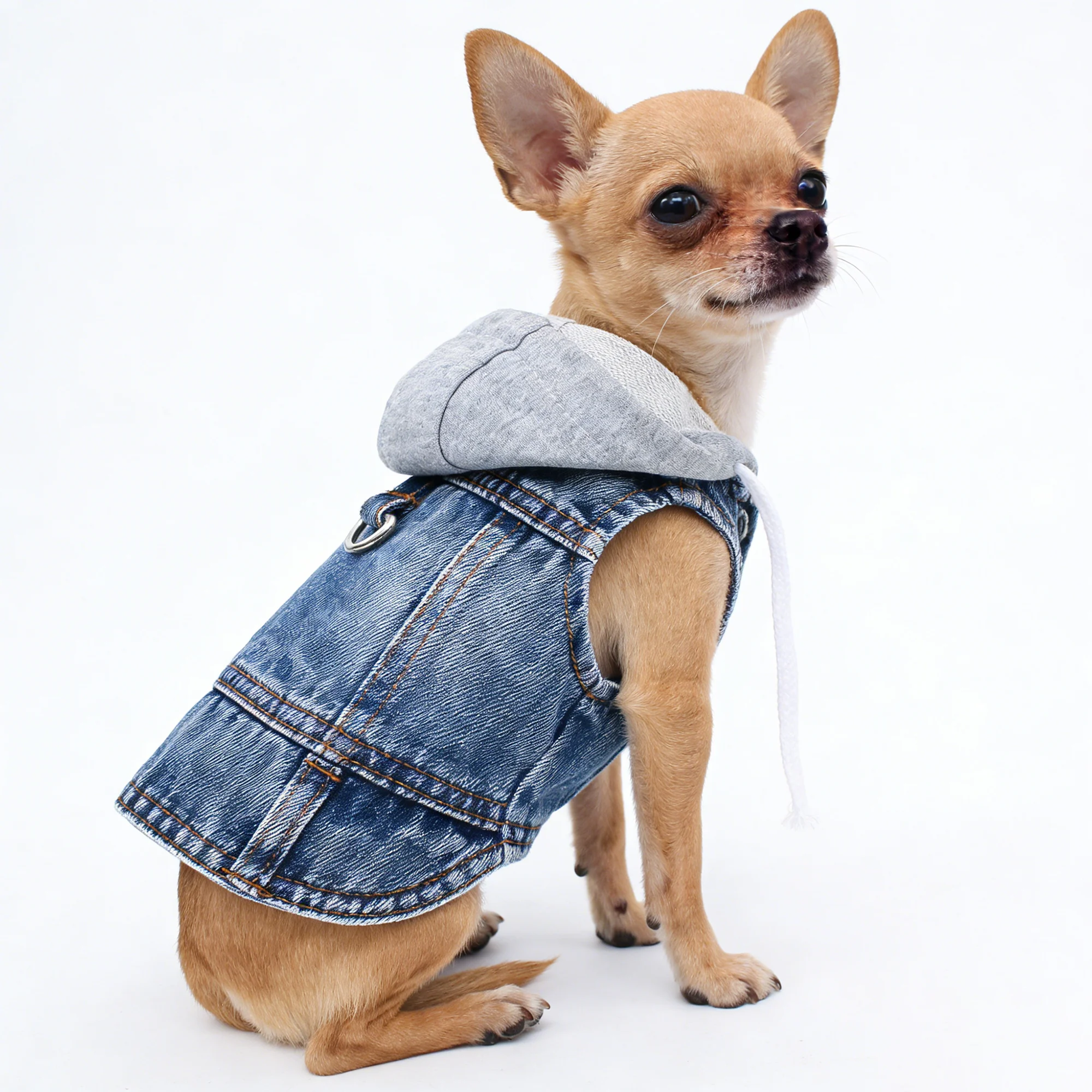 Pet Clothes Dog Jeans Jacket Cool Blue Denim Coat Small Medium Dogs Harness Vests Classic Hoodies Puppy Vintage Apparel