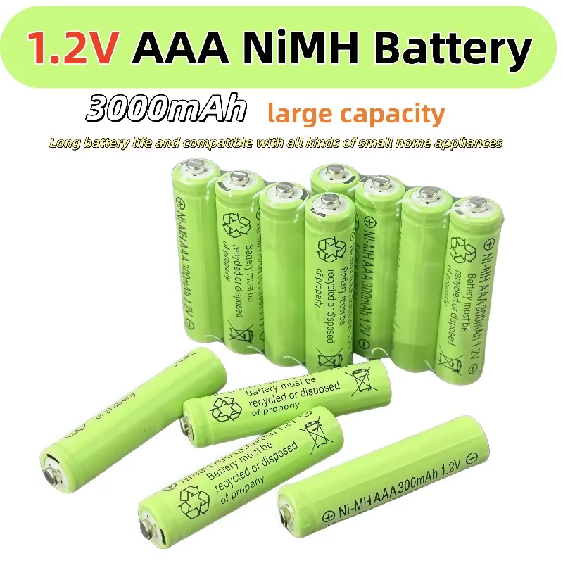 High Capacity 3000mAh AAA 3A 1.2V NiMH Yellow Rechargeable Battery For Remote Control Toy MP3 Flashlight Torch