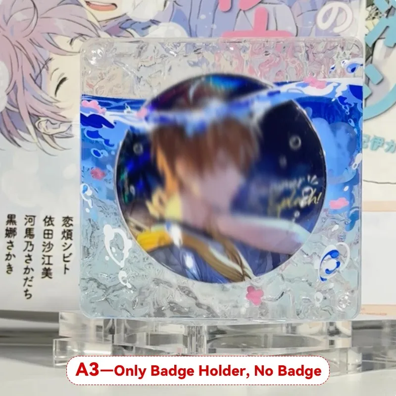 Custodia protettiva per badge anime da 58/75 mm Porta badge in acrilico Distintivo a onde subacquee Spilla in mattoni Display per materiale scolastico