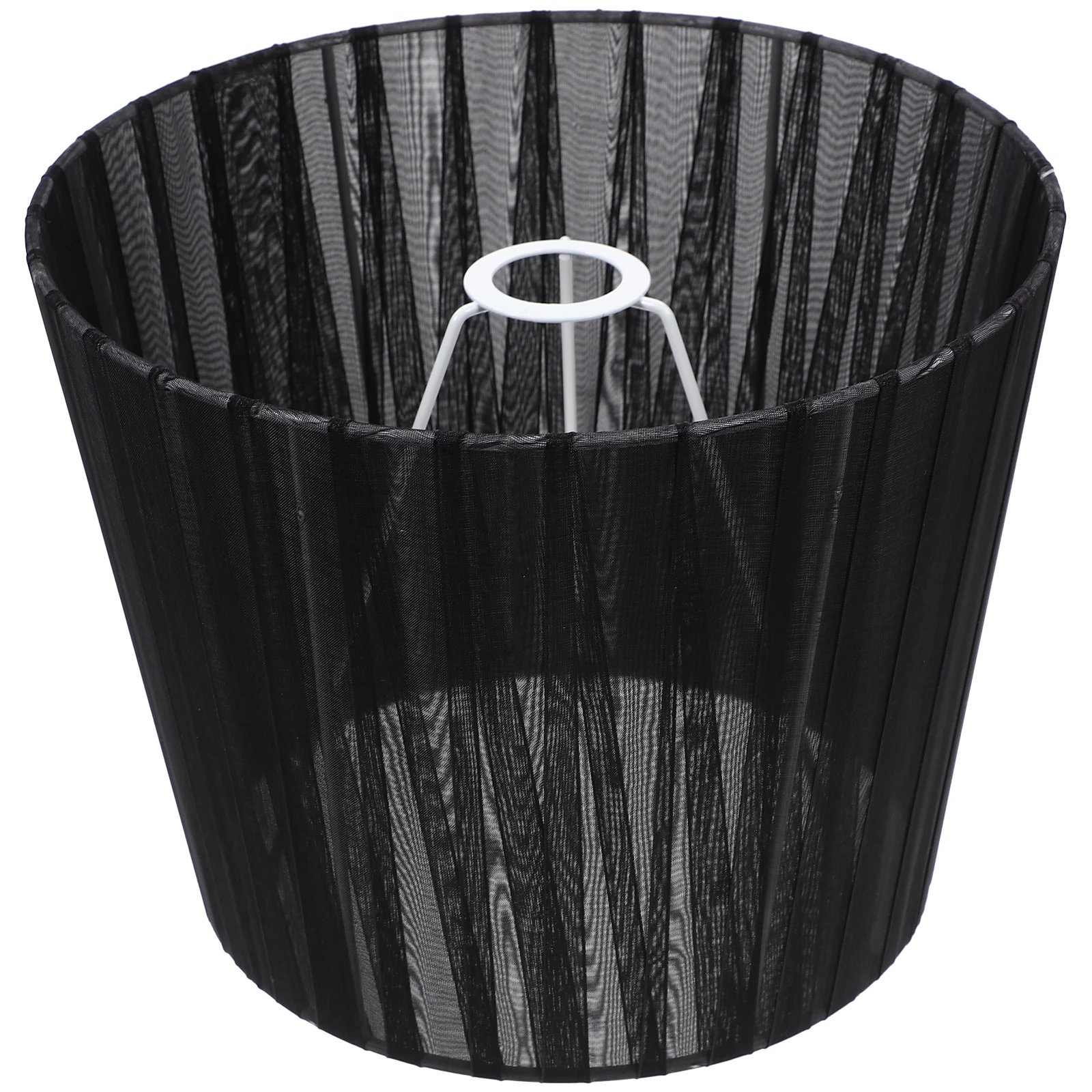 ドラムランプシェード交換用ファインメッシュ生地テーブルランプシェード寝室用ホームホテル装飾ブラックフロアライトカバー